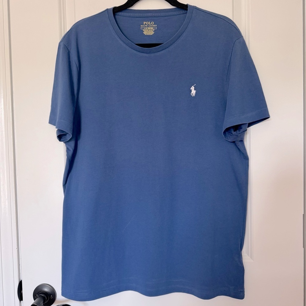 NWOT Polo by Ralph Lauren Men's Slim Fit Blue Large Tee - Picture 2 of 6